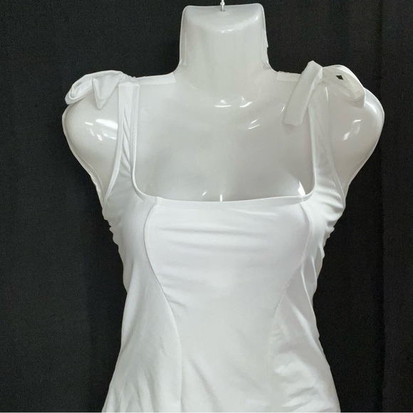 Ai’Mage ladies bow tie high waisted white one piece swimsuit size large (NWT) - Picture 2 of 6